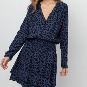 Rails blue print dress with smocking at waist